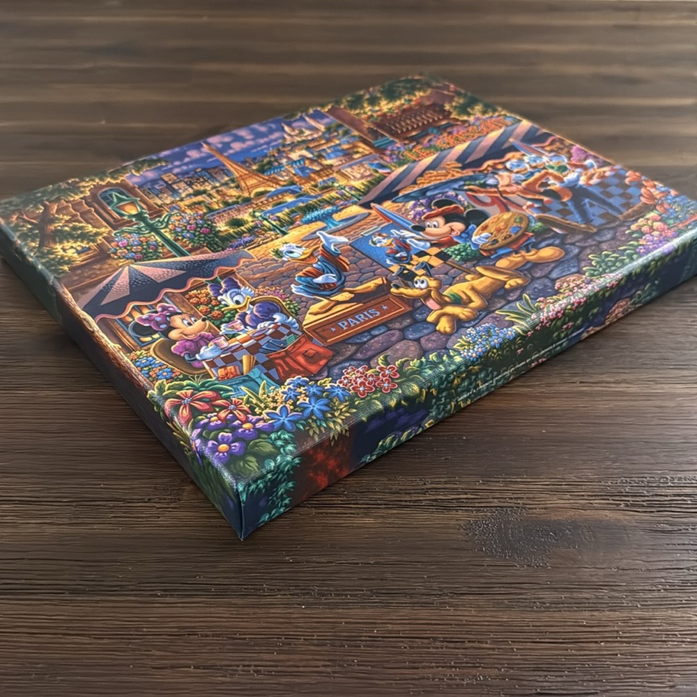Thomas Kinkade Studios Disney Mickey & Friends Painting in Paris 11x14 Canvas - Picture 3 of 10